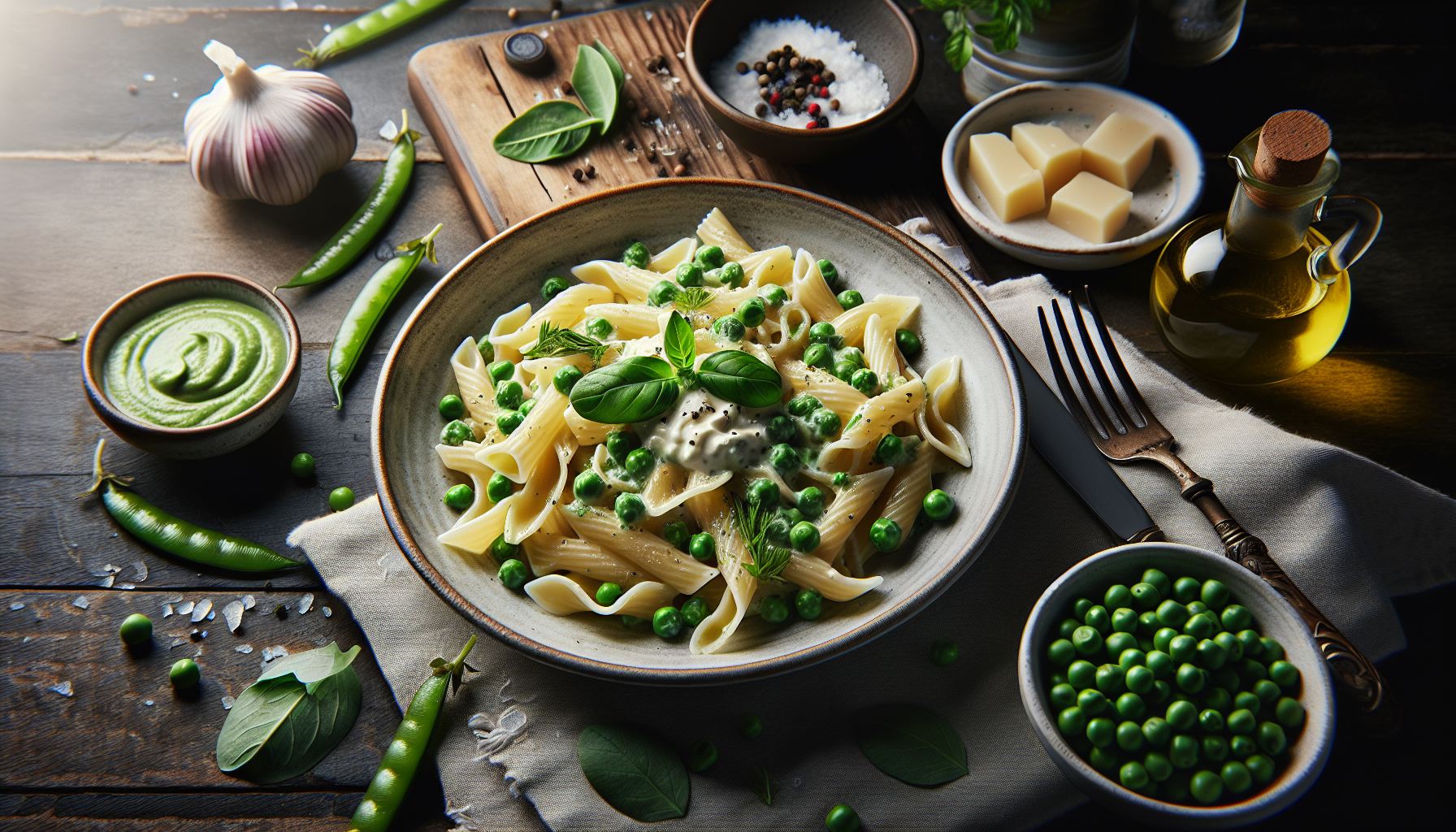 pasta con crema di piselli